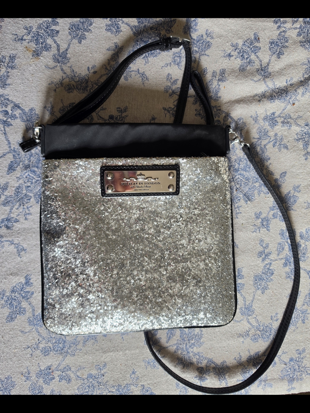 My Flat in London Silver Sequin Crossbody Bag